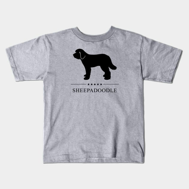 Sheepadoodle Black Silhouette Kids T-Shirt by millersye